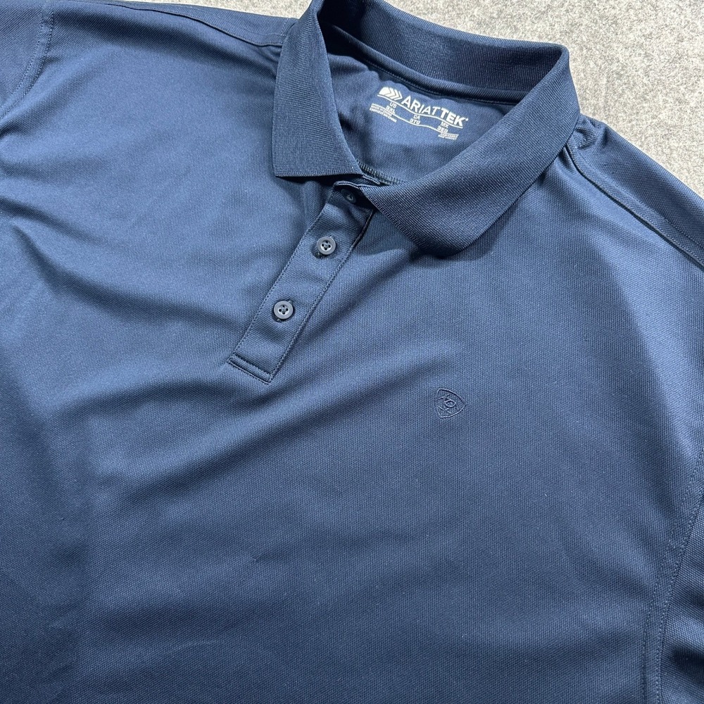 Ariat AriatTek Polo Shirt Mens 3XL Navy Blue Short Sleeve Performance Snag